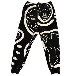 Patrick Church Men's Black and White Sweatpants Size Small